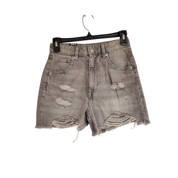 NEW NWT Women's Divided H&M Light Grey Distressed High Waist Mom Shorts | Size 2 - Picture 1 of 8